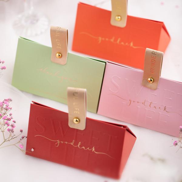 Luxury House Shaped Wedding Favor Box with Leather Handle