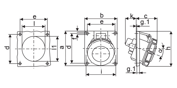 High Performance Waterproof Plug And Socket Cable Connector , 4p IEC 60309 Socket