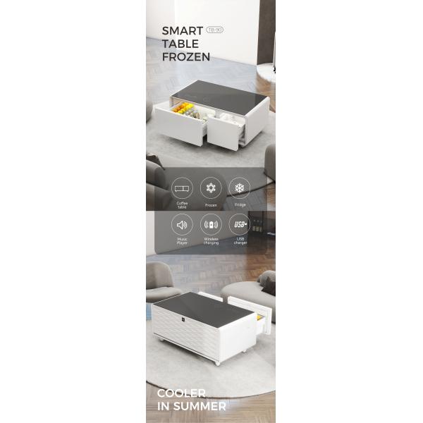 Music Table Wireless Charging Mini Fridge with Cooling Drawer and 60L Capacity