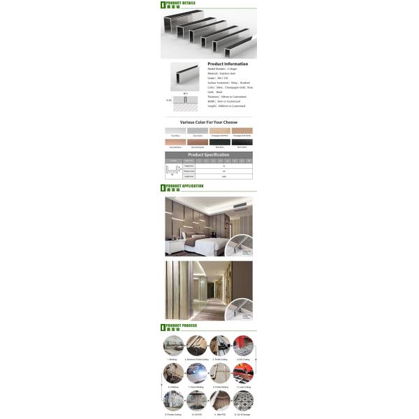 ASTM Stainless Steel Tile Trim 12mm , Stainless Steel Floor Edge Trim 0.65mm