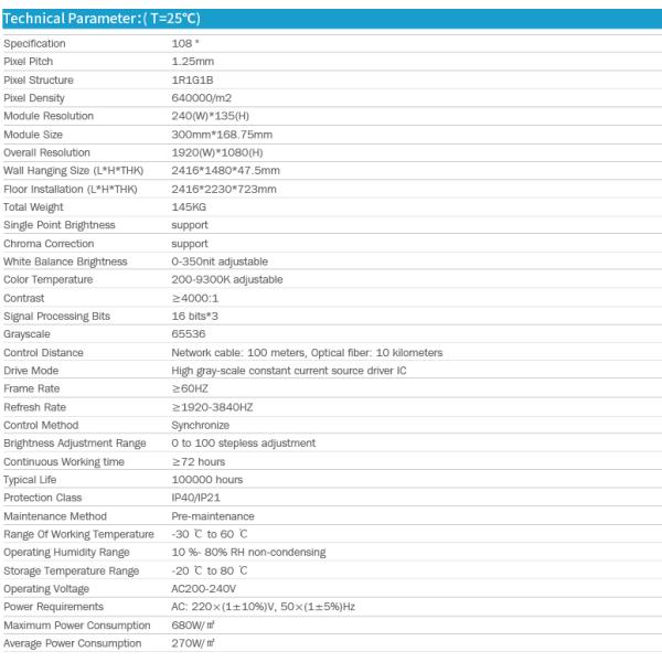 108" 350cd Conference Room LED Screen aluminum die cast cabinet