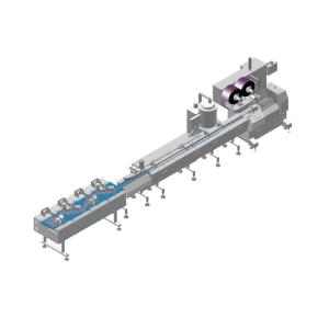 China Fully Automatic Chocolate Bar/Biscuit/Cake Flowing Packing Machine Food Wrapping Machine Line wholesale