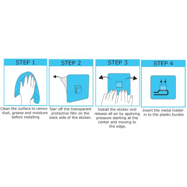 WGO Self Adhesive Shower Caddy , Washable And Reusable No Drill Wall Hook