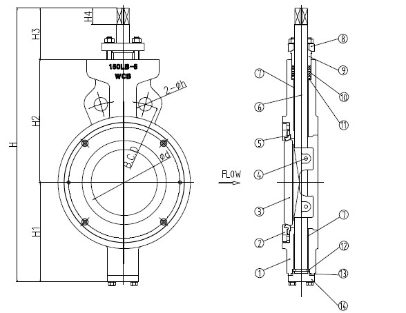 GH300 Series Wafer type HP High Performance Stainless Steel Butterfly Valve
