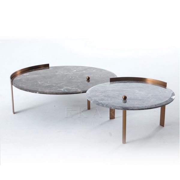 Modern Metal legs Marble Top Coffee Table Luxury Sectional Round Tea Table With Stainless Steel Frame