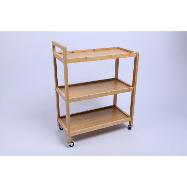 3 Tier Storage Bamboo Kitchen Shelf / Rack 58.1x30.2x76.4cm With Wheels
