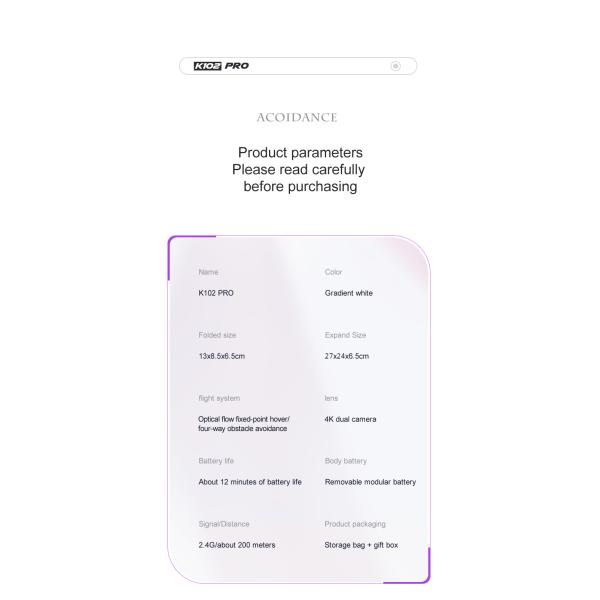 HD Aerial Photography Quadcopter K102 PRO Mini Obstacle Avoidance Drone with WIFI FPV Dual Camera Foldable RC Aircraft