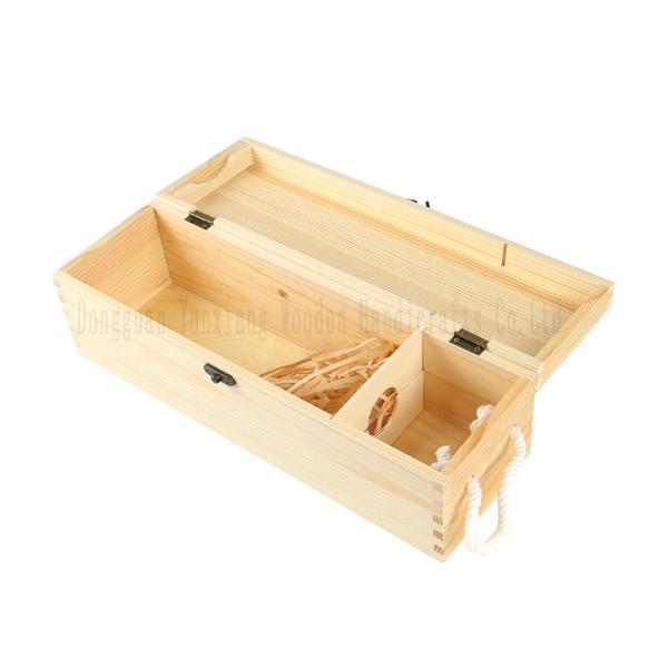 Personalized Wooden Wine Box – Single Bottle Gift Case with Hinged Lid – Ideal for Weddings, Birthdays, and Special Occasions – Natural Wood Finish