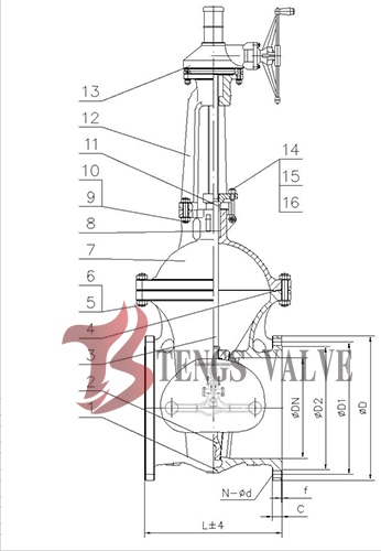 DN800 Cast Steel Gate Valve WCB PN25 13CR Trim 32 Inch Rising Stem With Bypass Valve Z540