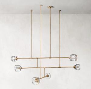 12'L Brass Bedroom Multi Arm Ceiling Light Support OEM ODM