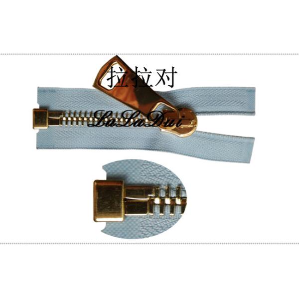 Butterfly Shape Pulls Large Metal Zippers , Golden Metal Large Industrial Zippers