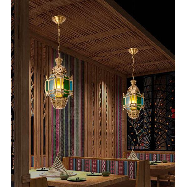 Decorative Handmade Copper Ceiling Light Copper Glass Pendant Light