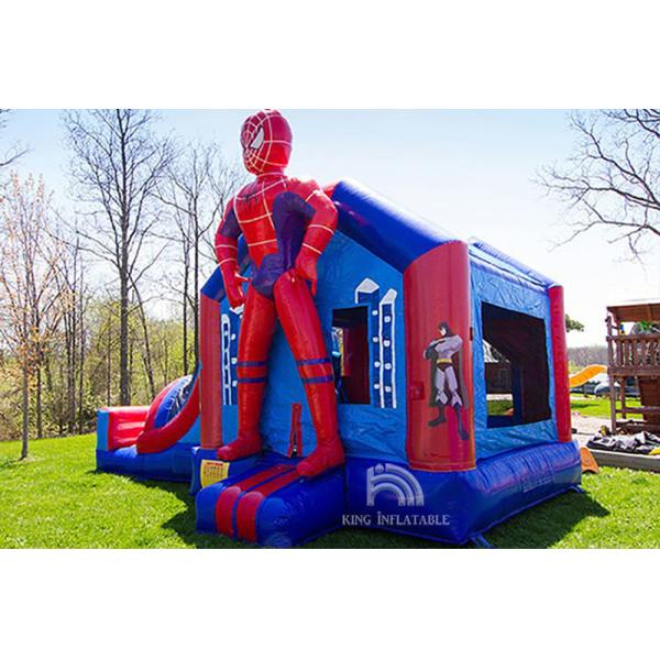 Spiderman Inflatable Bouncer House Outdoor / Indoor Bouncer Jumping Castle With Slide