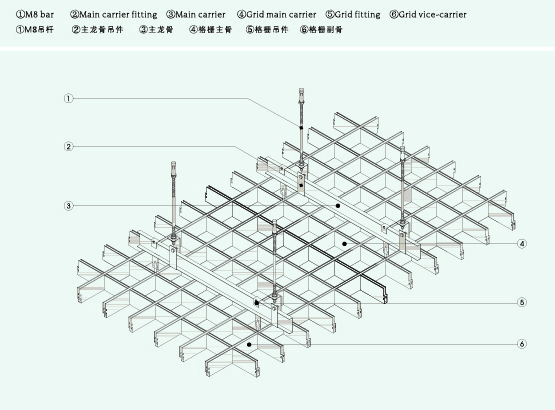 Square / Rectangle ceiling Grille Metal Grid Ceiling / Aluminum grid ceiling tiles
