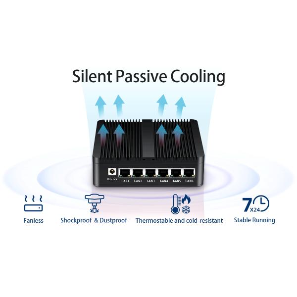 6 Gigabit Ethernet RJ45 J1900 Firewall Router Ubuntu Desktop Router With WiFi