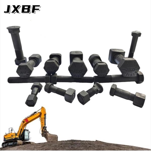 Hexagon DIN Excavator Track Bolts Metric 10.9-12.9 Grade Plain Carbon Steel Track Shoe Bolts