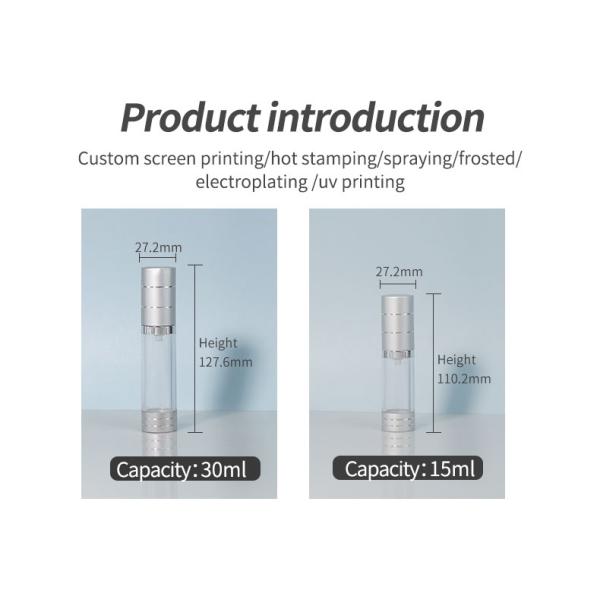 Collar Material PP 15ml 30ml 50ml Luxury Design AS Material Round Shape Lotion Serum Cream Refillable Airless Bottle