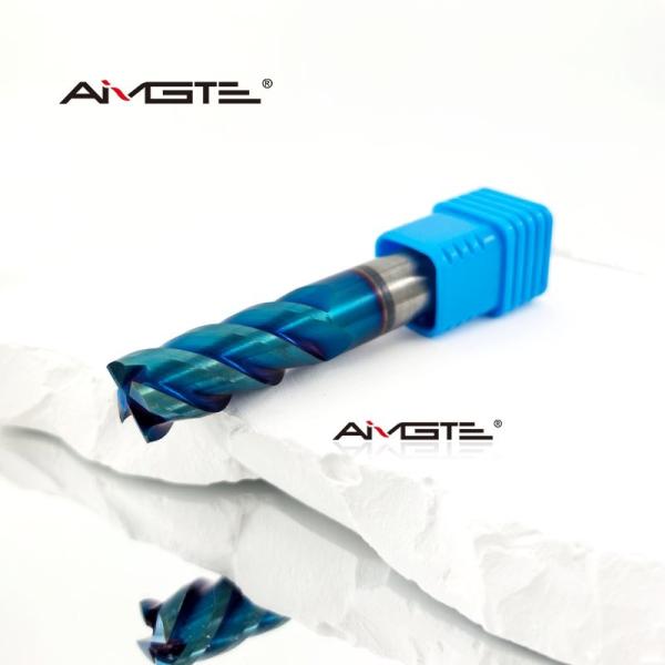 16mm 4 Flute 45° Helix Angle Carbide End Mill Bits Blue Nano Coated Flat End Milling Cutter for Steel CNC Machine Tool