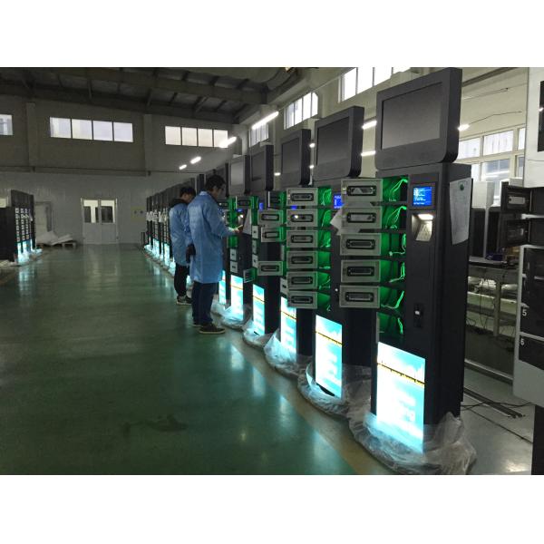 Electronic Password Lock Commercial Cell Phone Charging Stations Big Touch Screen Advertising Function