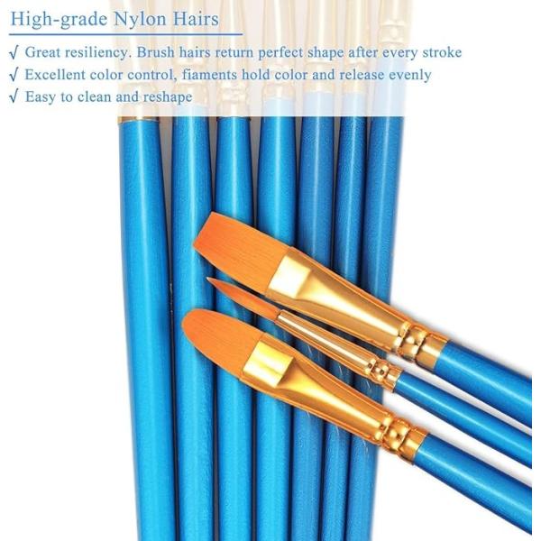 Round Pointed Tip Nylon Hair Paint Brushes Acid Free Non Shedding For Watercolor Paint