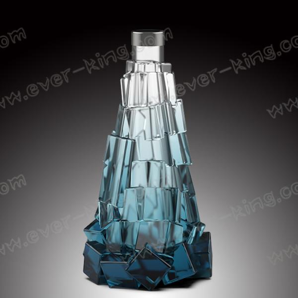 Ice Block Shaped 750ml Clear Flint Glass Bottles For Brandy