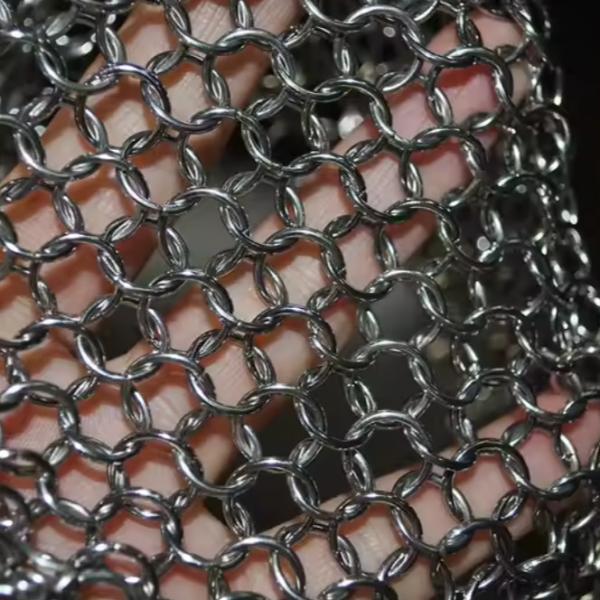 ODM OEM Stainless Steel Ring Mesh Curtain Polished / Electroplating Finished