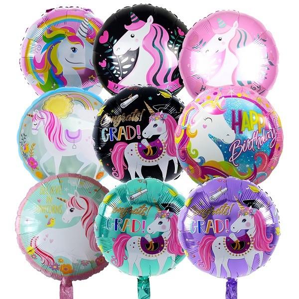 Quality Female Male Rainbow Unicorn Foil Balloon Helium 18 Inch Stuffing Balloons for sale