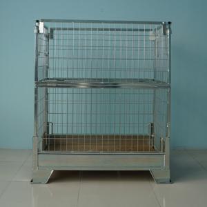 China Warehouse Storage Cages Metal Stackable Pallet Cage Wire Container Type on sale