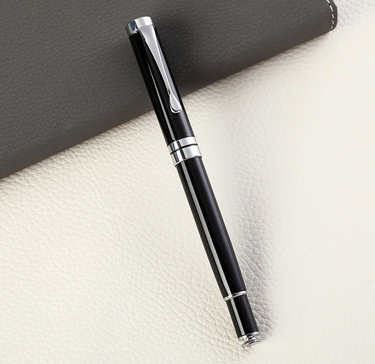 Custom Logo Printing Black White Slim Metal Ball Point Pen for Customized Color Gift