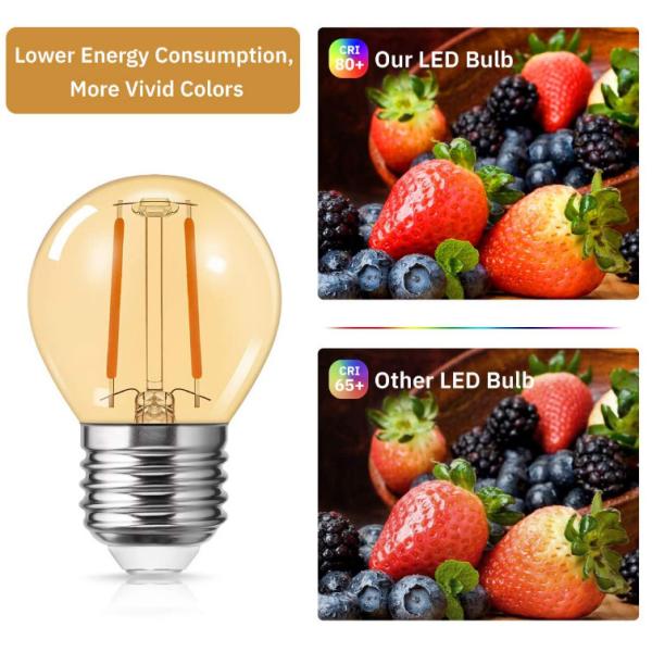 E27 2W LED Filament Bulb G45 120V 220V E26 Amber Globe