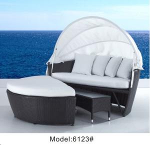 Patio furniture rattan wicker daybed with ottoman & coffee table ---6123