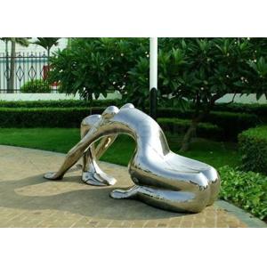 China Modern Garden Metal Art Woman Bench Stainless Steel Sculpture Polished wholesale