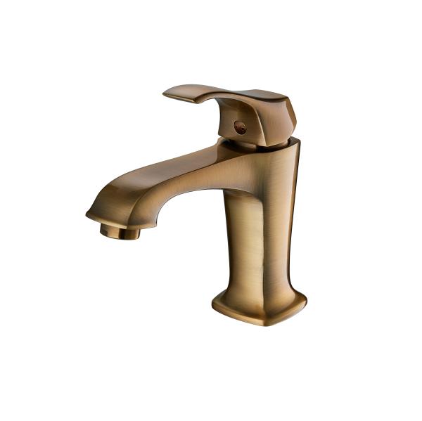 Quality OEM Antique Brass Single Hole Bathroom Faucet Hand Washing Basin Tap for sale
