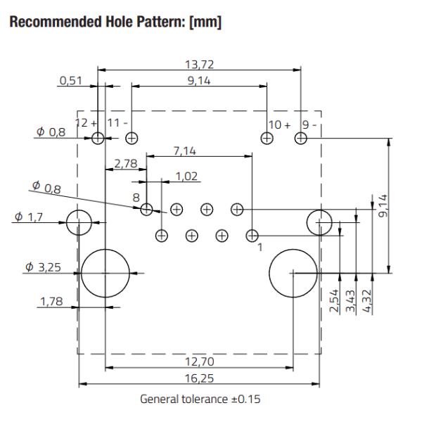 615008142121 Datasheet-Recommended Hole Pattern