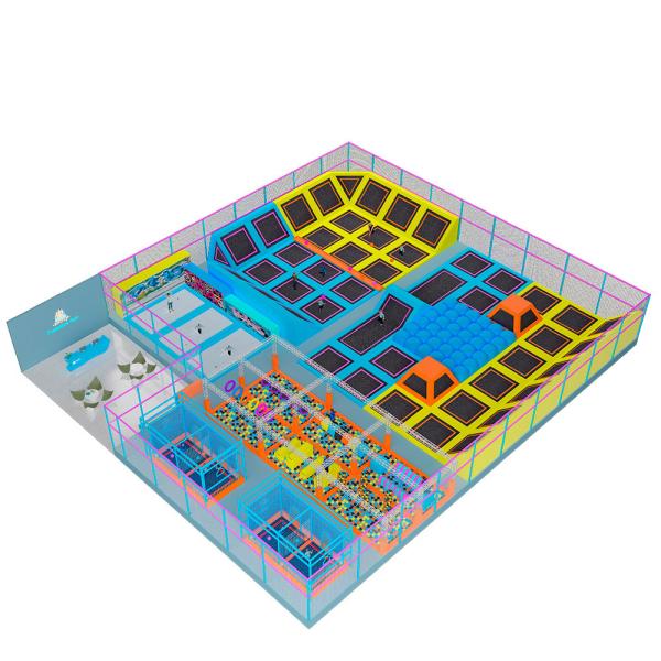 Sponge Middle Soft Indoor Playground Chrome plated Trampoline anti mildew
