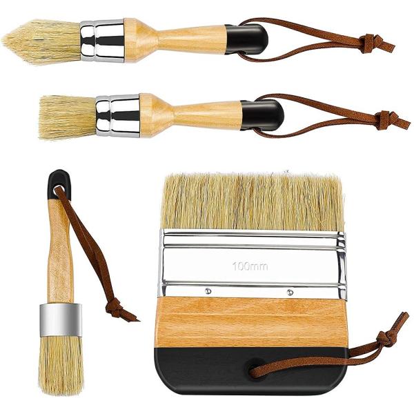 Quality Chalk And Wax Paint Brushes Bristle Stencil Brushes For Wood Furniture Home Decor for sale