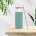 Safety Durable 500ml 600ml Bpa Free Glass Water Bottle With Bamboo Lid