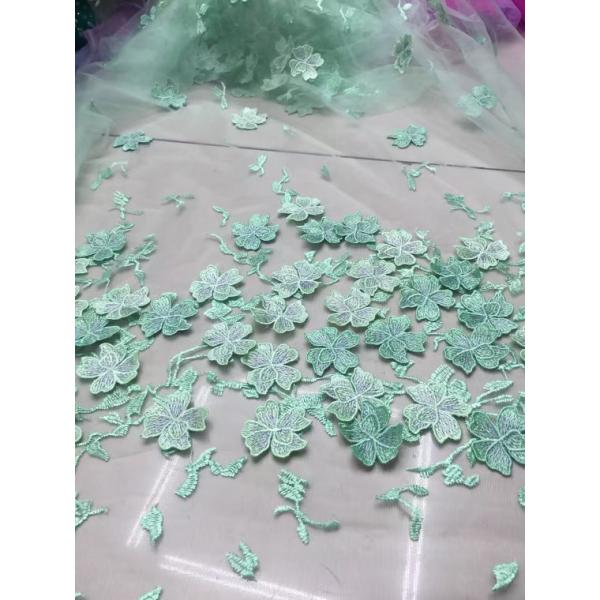 French 3D Butterfly Wedding Net Lace Fabric , Fashion Bridal Lace Fabric 125 cm Wide