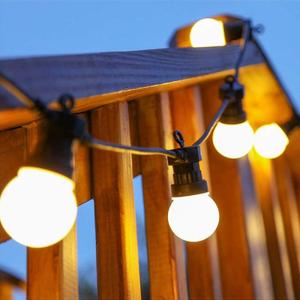White Pearl Outdoor Patio Globe String Lights Black Wire G50 LED Waterproof