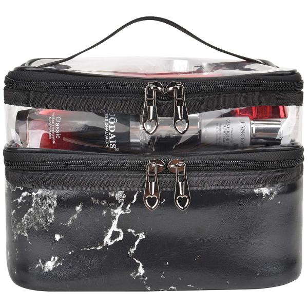 Quality Zipper Closure Marble PU Makeup Organizer Travel Bag for sale