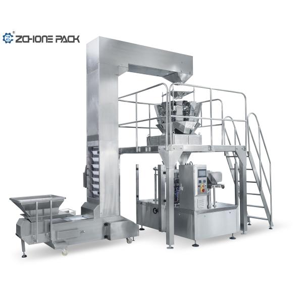 Potato Chips Granule Packing Machine Eight Stations With Multi Head Scale