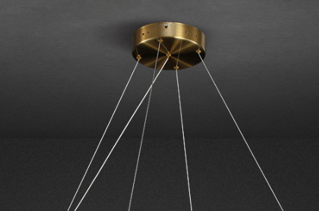 Brushed Brass Dimmable Three Ring LED Modern Ring Chandelier 110V To 240V