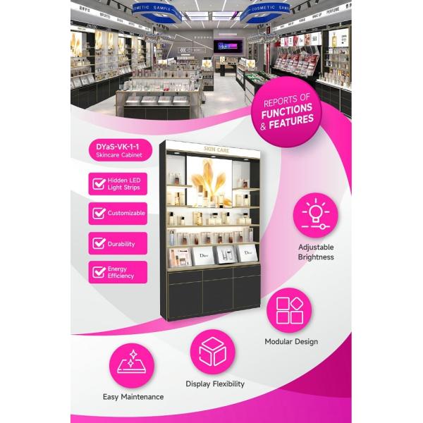 DYaS-VK-1-1 Skincare Display Cabinet with 60mm Light Box and Adjustable Brightness