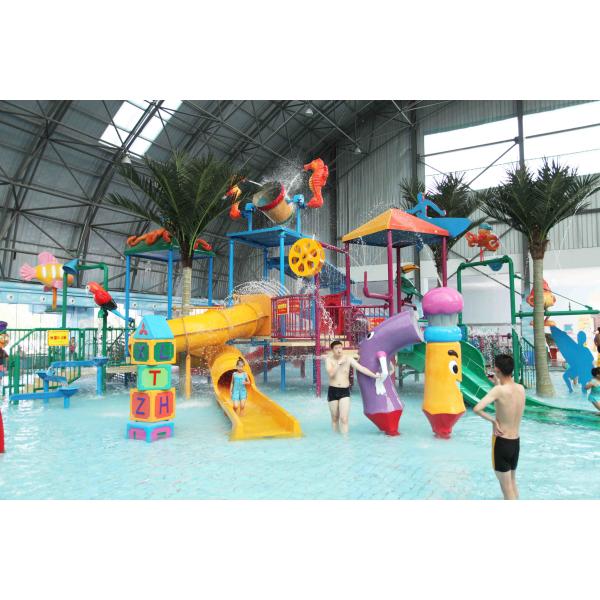 Interactive Fiberglass Water House / Slide Toddler Playground Equipment for Water Park 150 Riders / Time