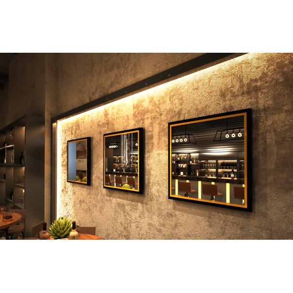 22inch Square LCD Display with Mirror Glass Black Gold Frame Digital Signage