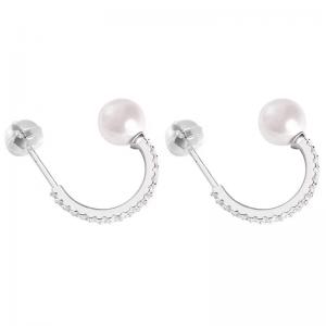 China Natural freshwater pearl earrings 925 Sterling Silver for Women Simple Fashion Gold Baroque Pearl Earrings on sale