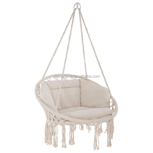 Round Hanging Hammock Outdoor Garden Cotton Rope Macrame Fringe Patio Swing Hammock Chair Pet Hammock
