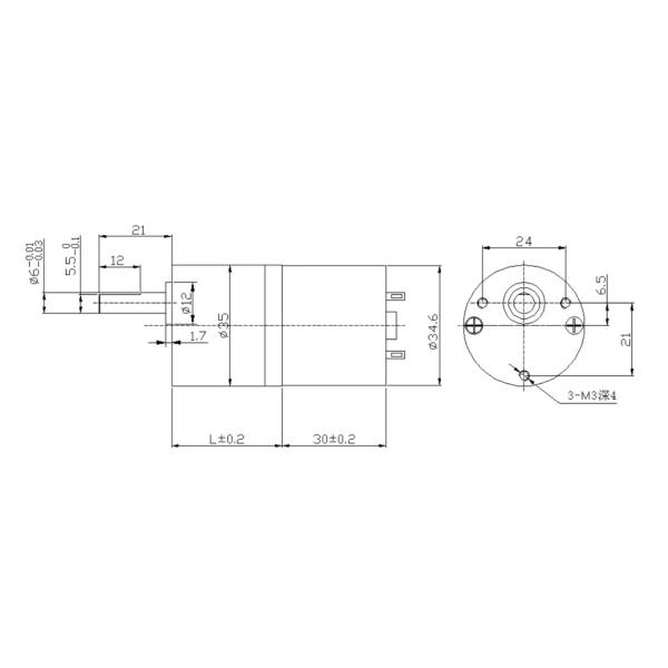 DC 12V Brushless Low Speed Gear Motor 35mm Parallel Axis Gear Reducer Motor