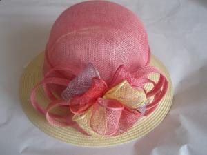 China PP braid sinamay hat lady pink FP13-3 wholesale