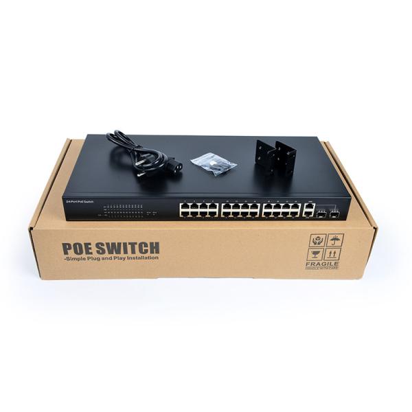 28-port Gigabit switch IEEE 802.3af/a standard 370W power backplane bandwidth 52 Gbps uplink port POE switch